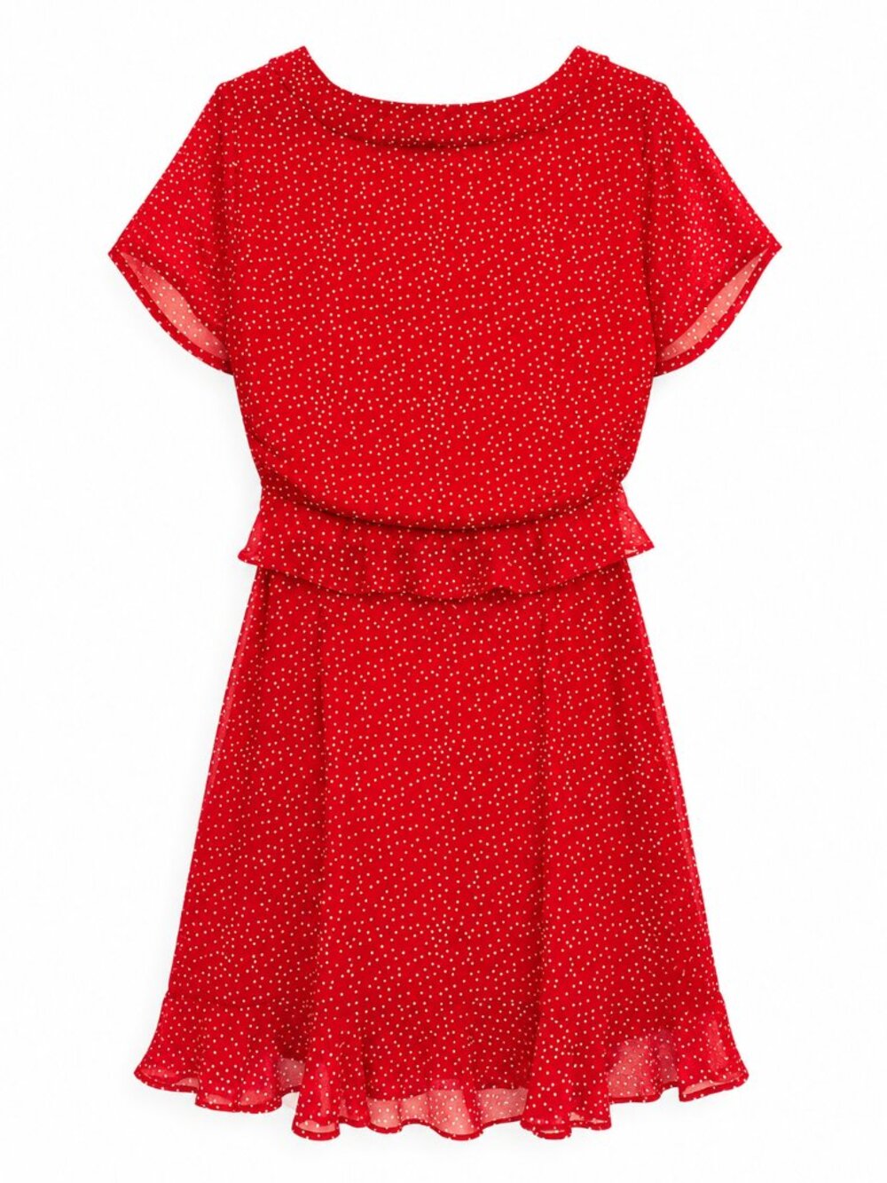 superdown Red Mini Dress with Tie Front & Ruffle Hem - Picture 3 of 6